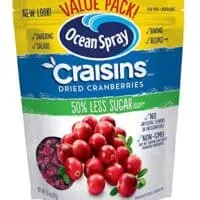 Craisins Ocean Spray Dried Cranberries, Reduced Sugar, 20 Ounce Value Pack