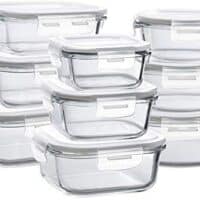 Bayco Glass Storage Containers with Lids, 9 Sets Glass Meal Prep Containers Airtight, Glass Food Storage Containers, Glass Containers for Food Storage with Lids - BPA-Free & FDA Approved & Leak Proof
