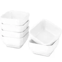Delling Ultra-Strong 3 Oz Ceramic Dip Bowls Set, White Dipping Sauce Bowls/Dishes for Tomato Sauce, Soy, BBQ and other Party Dinner - Set of 6