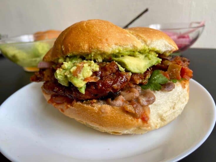 Vegan Tortas with BBQ Seitan Ribs