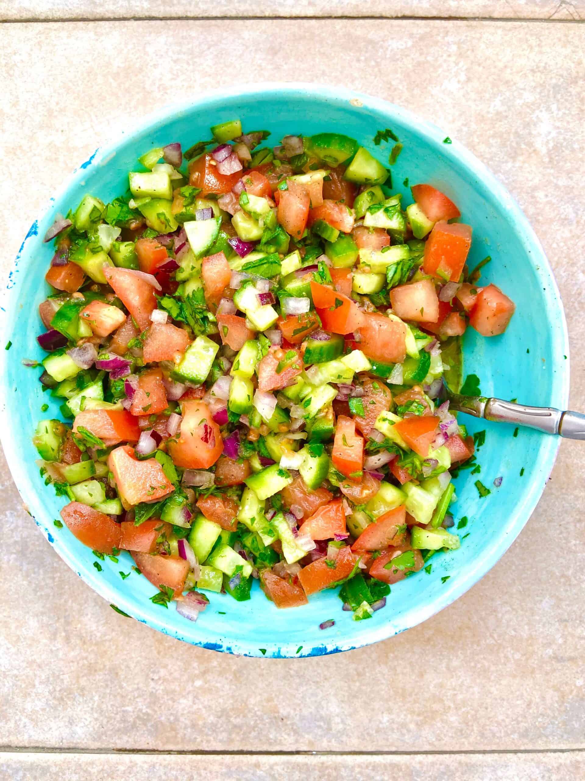 Israeli Salad (Jerusalem Salad) is a delicious recipe using parsley.