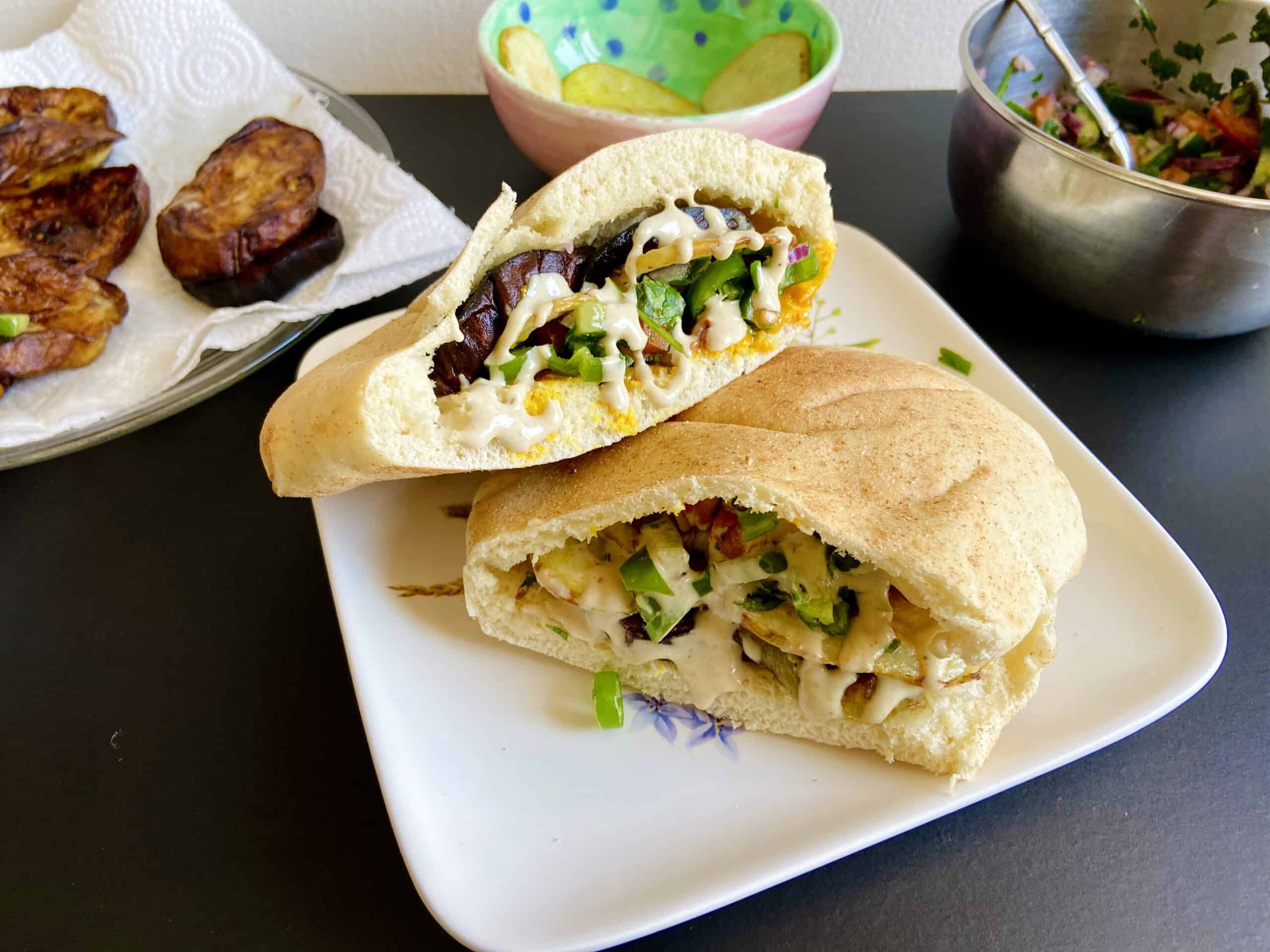 Vegan Sabich – Vegan Eggplant Sandwich