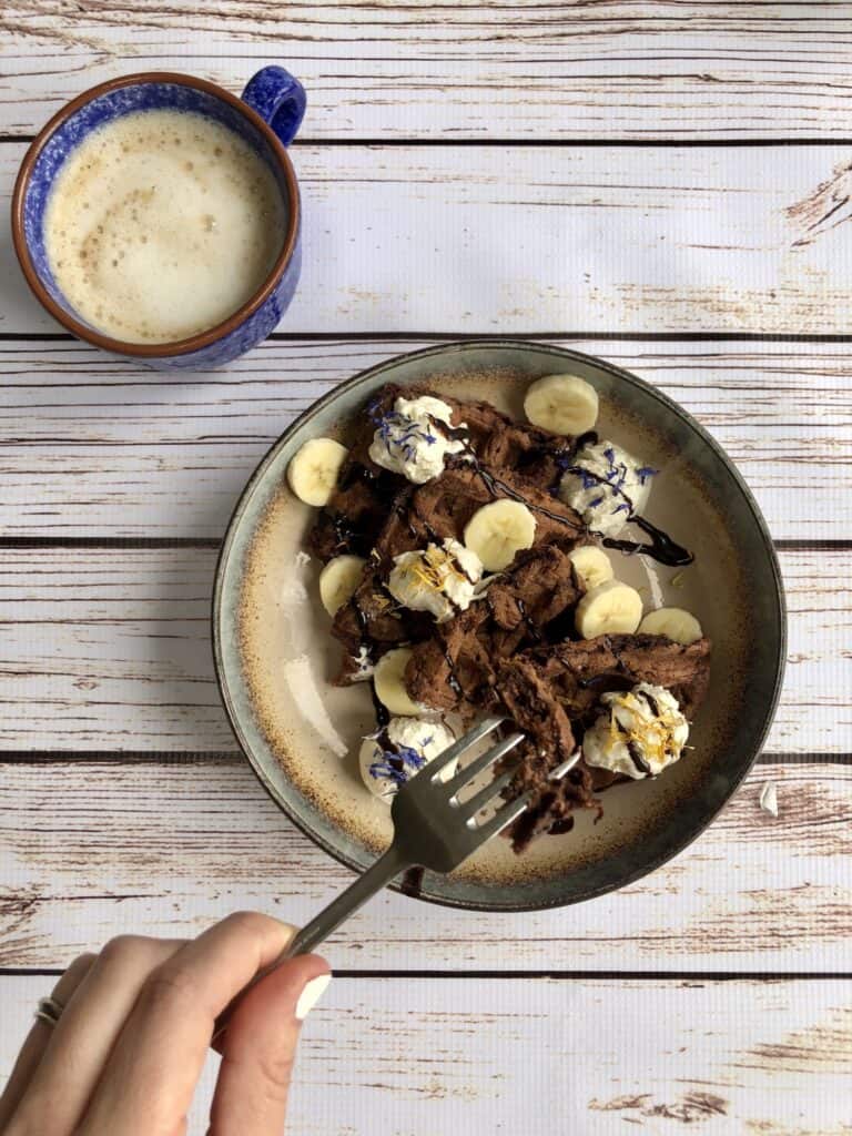 vegan chocolate brownie waffles