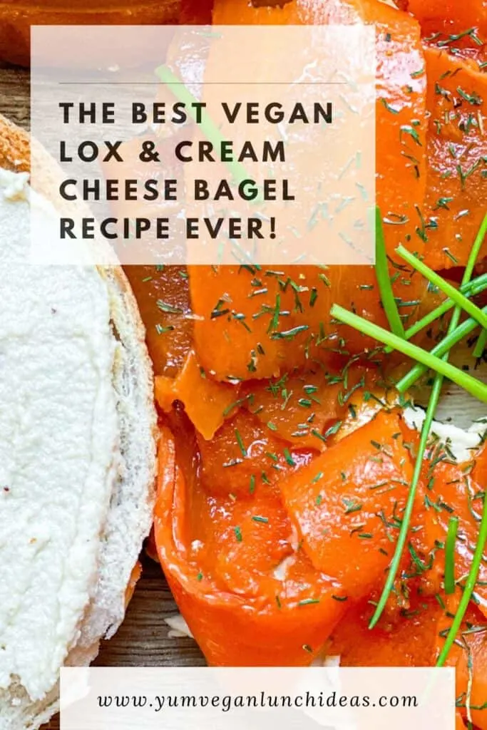 vegan bagel sandwich recipe with vegan lox and cashew cream cheese
