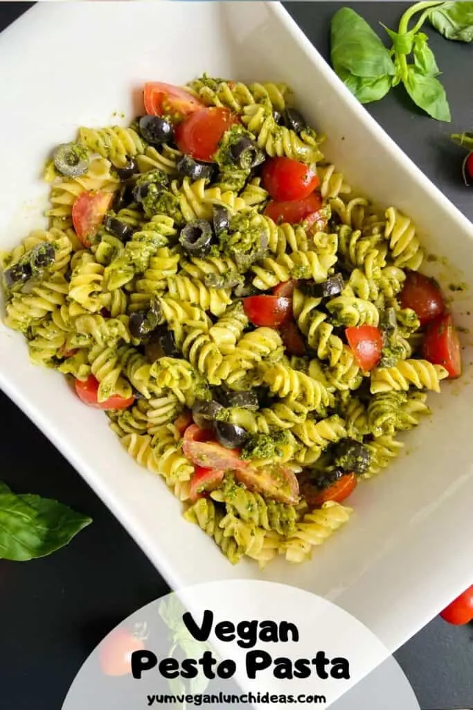 Vegan pesto pasta salad pin