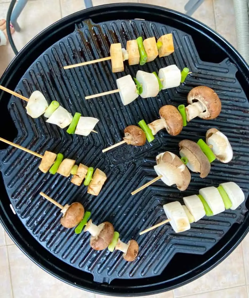 vegan yakitori on the grill