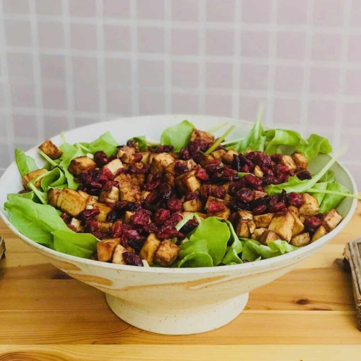 Delicious Vegan Spinach Salad Recipe with BBQ Tofu