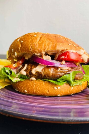 vegan portobello burger 1