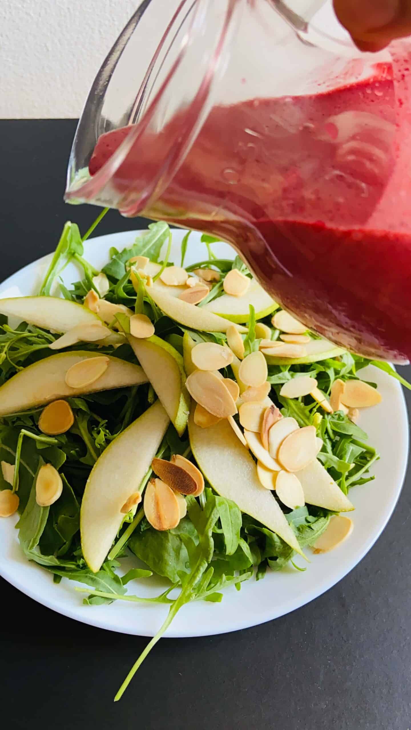 Rocket and Pear Salad with Sweet Cherry Vinaigrette Yum Vegan Blog