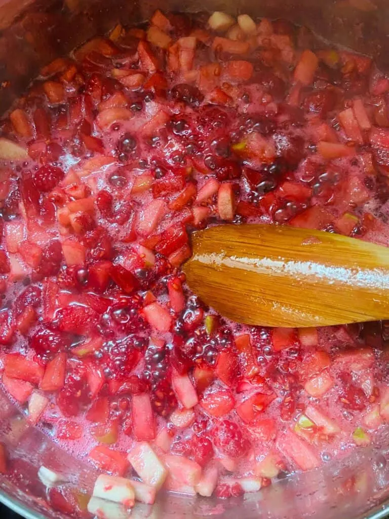 homemade jam being cooked