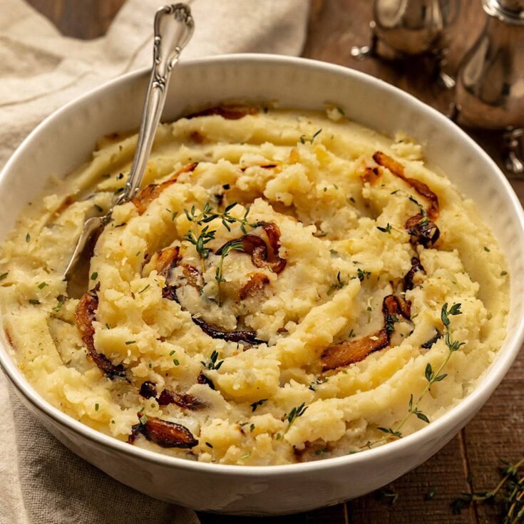 Image for Vegan Caramelized Onion Mashed Potatoes | ShortGirlTallOrder