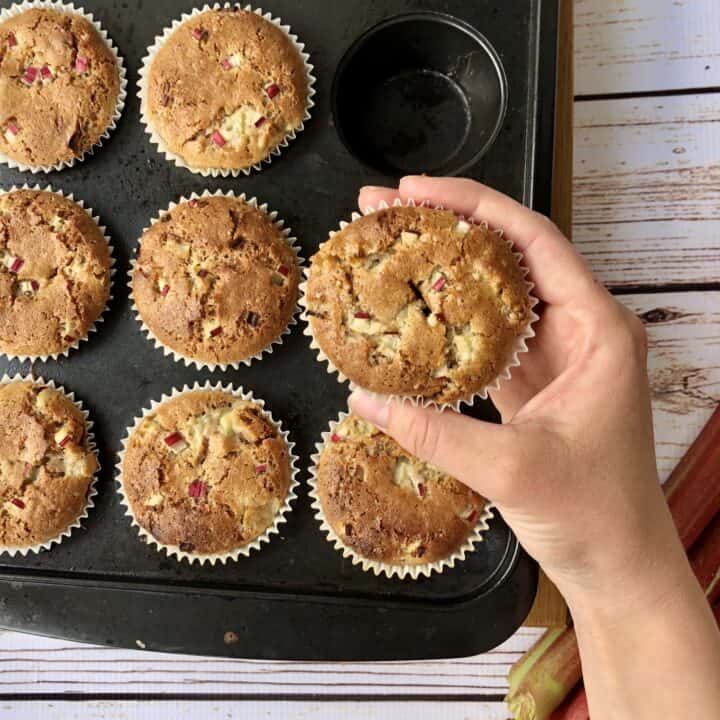 Vegan Gluten Free Rhubarb Muffins | Buckwheat Rhubarb Muffins