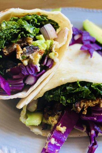 miso tempeh wrap on a plate