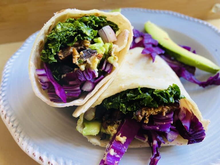 miso tempeh wrap on a plate