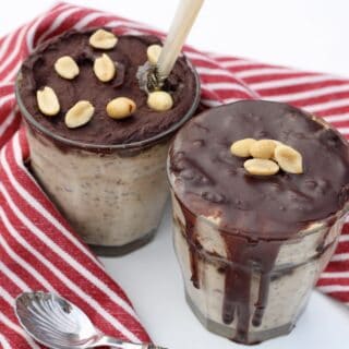vegan snickers overnight oatmeal