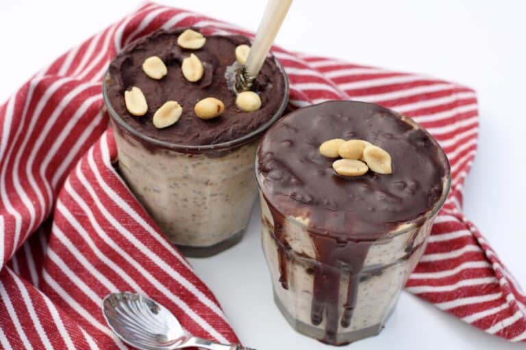vegan snickers overnight oatmeal
