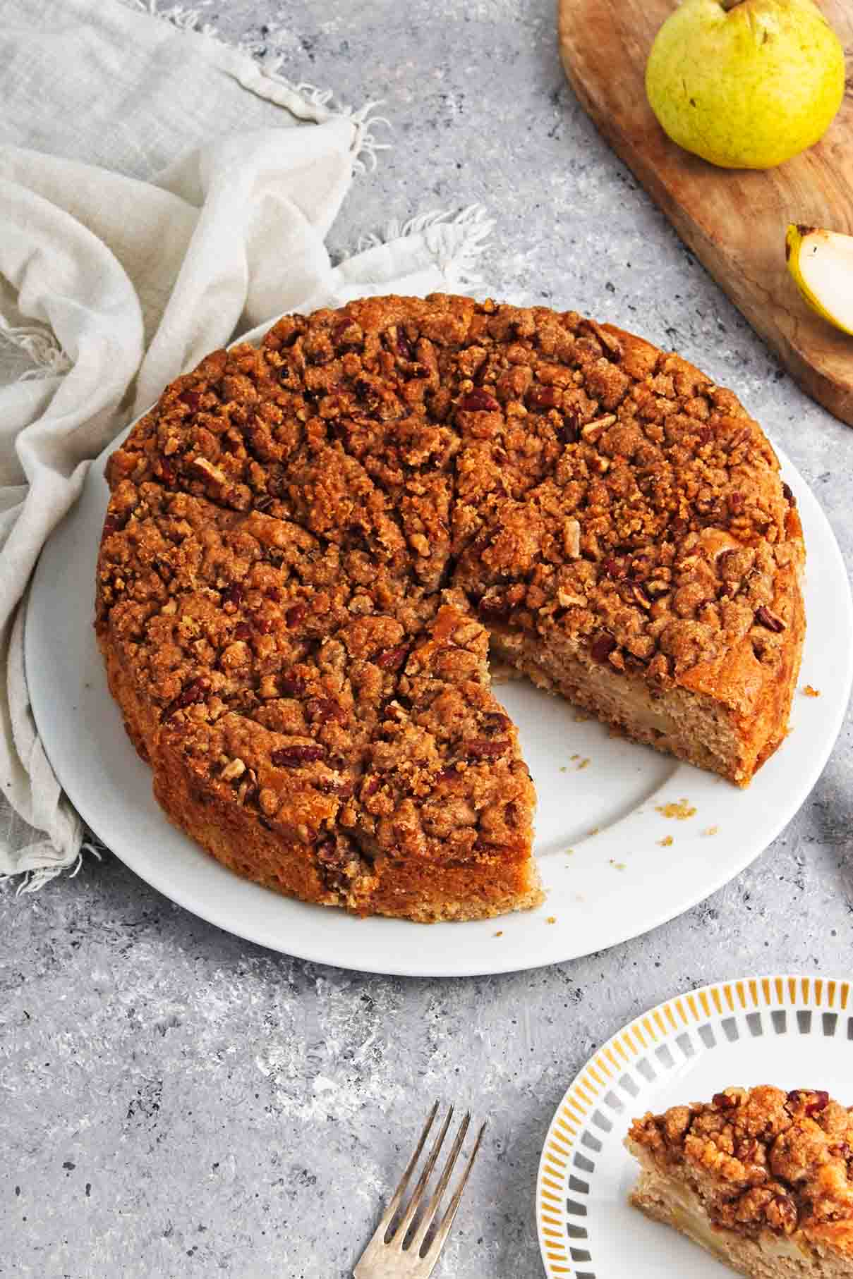 Image for Show-Stopping Vegan Pear Cake with Streusel Topping