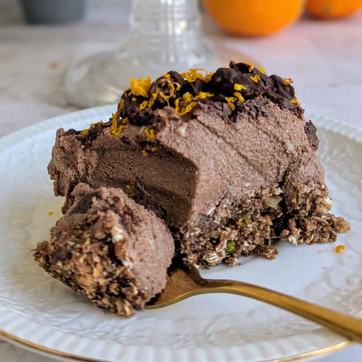 Image for No-Bake Chocolate Orange Mousse Cake with Crunchy Oats