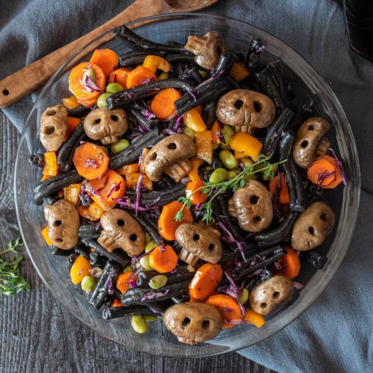 Image for Halloween Pasta Salad with Spooky Mushroom Skulls