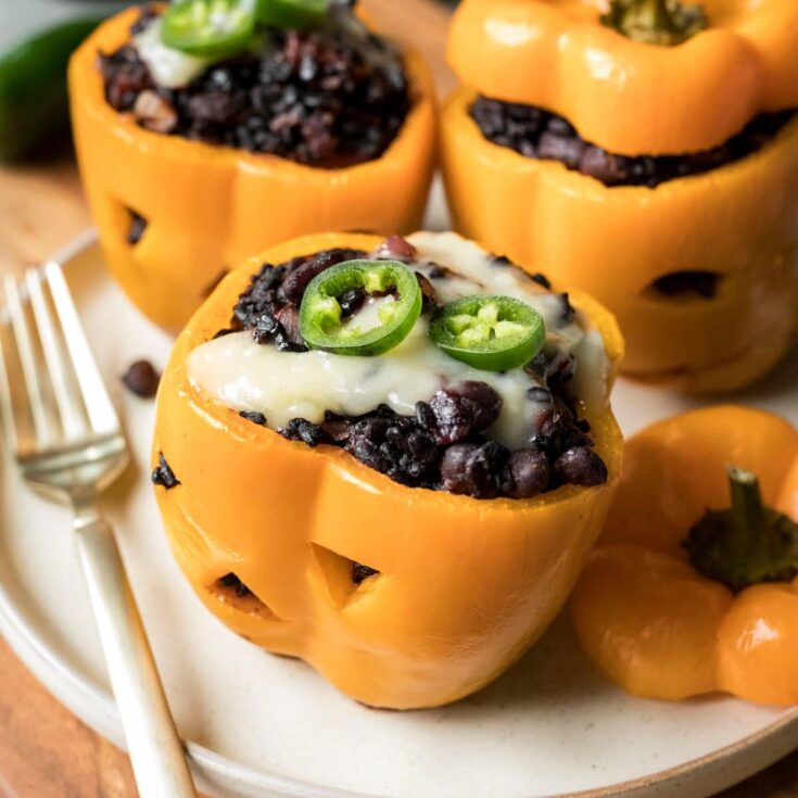 Image for Jack O'Lantern Stuffed Peppers With Black Rice